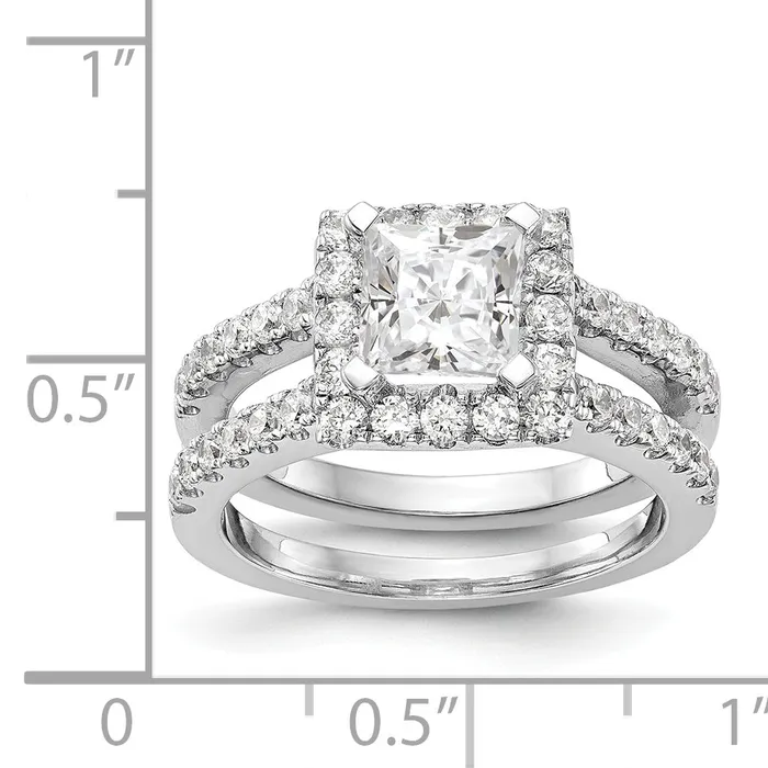 14K White Gold Diamond Princess CZ Cushion Halo Engagement Ring Goldiacom Rings