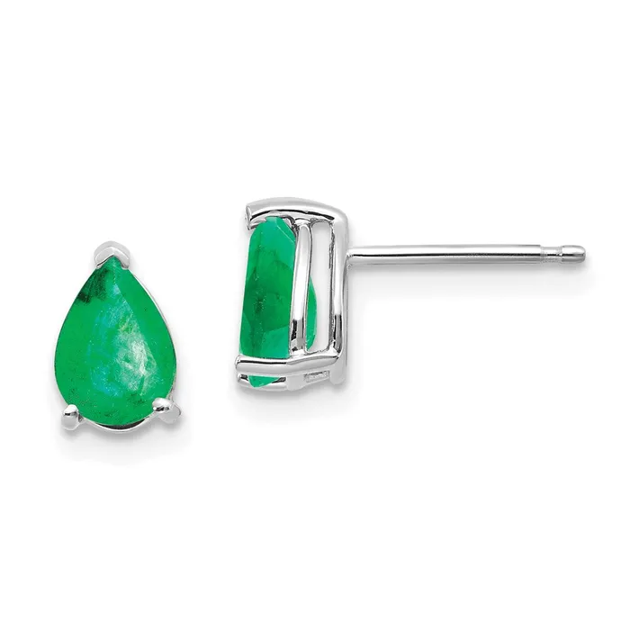 14k White Gold Emerald Earrings Goldia Earrings