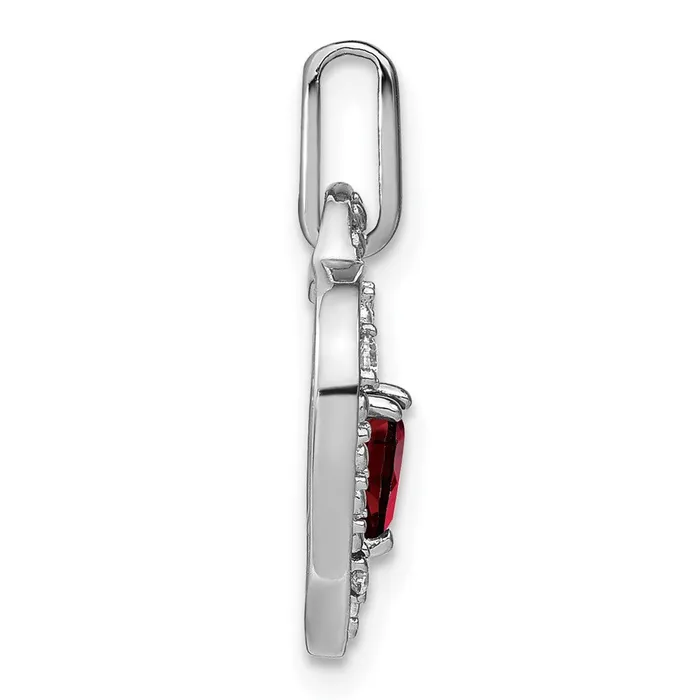 14K White Gold Garnet and Real Diamond Heart Pendant Goldia Necklaces