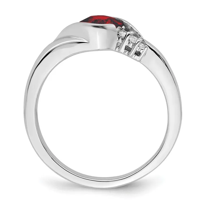 14k White Gold Garnet and Real Diamond Ring Goldia Rings
