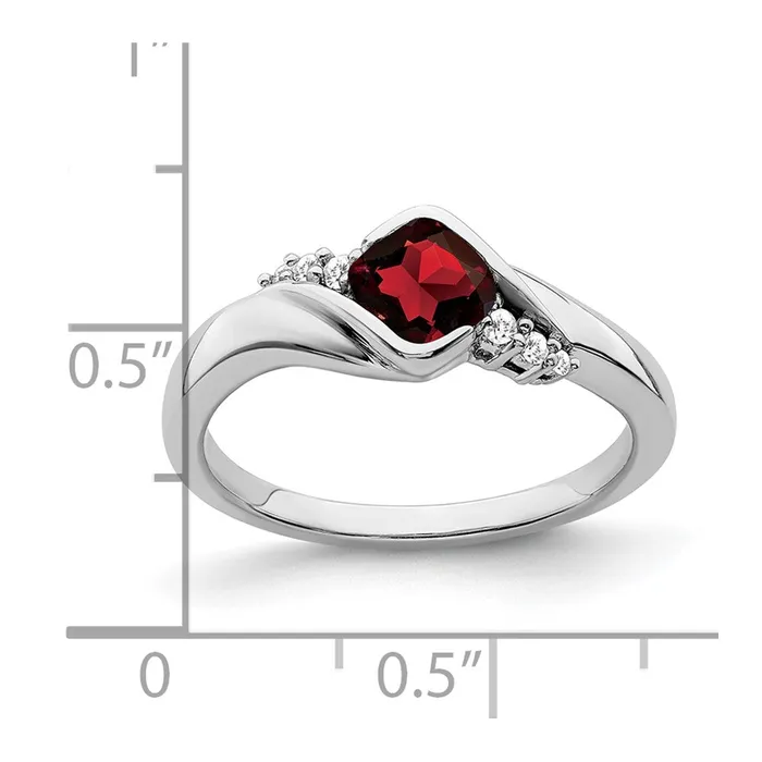 14k White Gold Garnet and Real Diamond Ring Goldia Rings