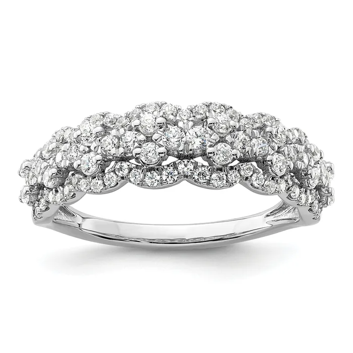 14K White Gold Lab Grown Diamond VSSI G Band Ring Goldia Rings