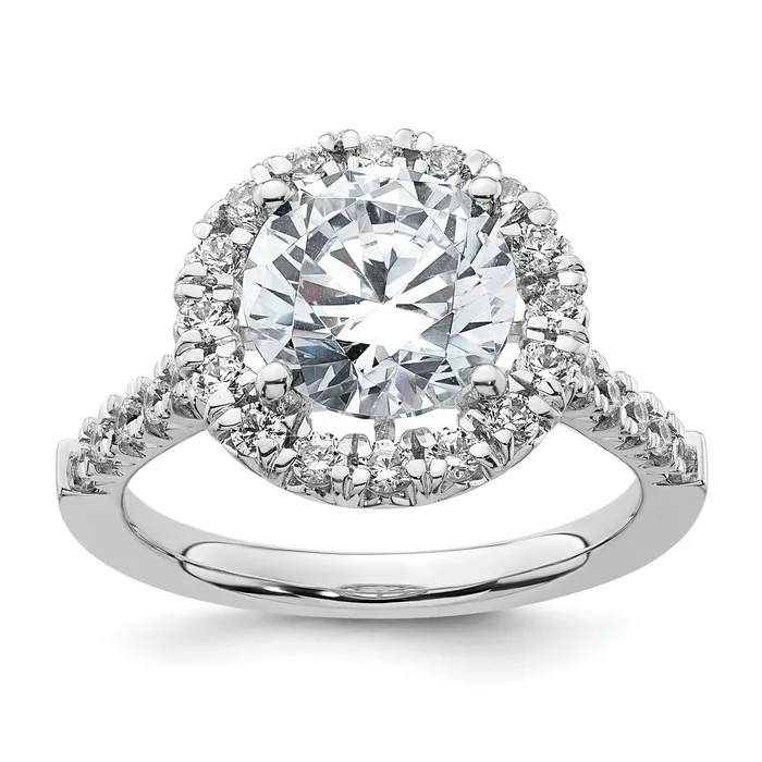 14K White Gold Lab Grown Diamond VSSI G Halo Engagement Semimount Ring Goldia Rings 14K White Gold Lab Grown Diamond VSSI G Halo Engagement Semimount Ring Goldia Rings