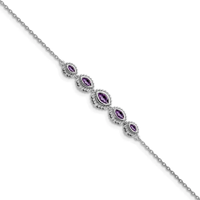 14k White Gold Marquise Amethyst Bracelet goldiaca Bracelets