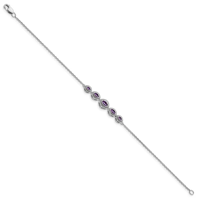 14k White Gold Marquise Amethyst Bracelet goldiaca Bracelets