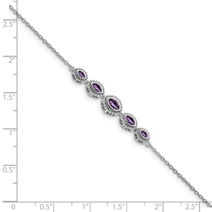 14k White Gold Marquise Amethyst Bracelet goldiaca Bracelets