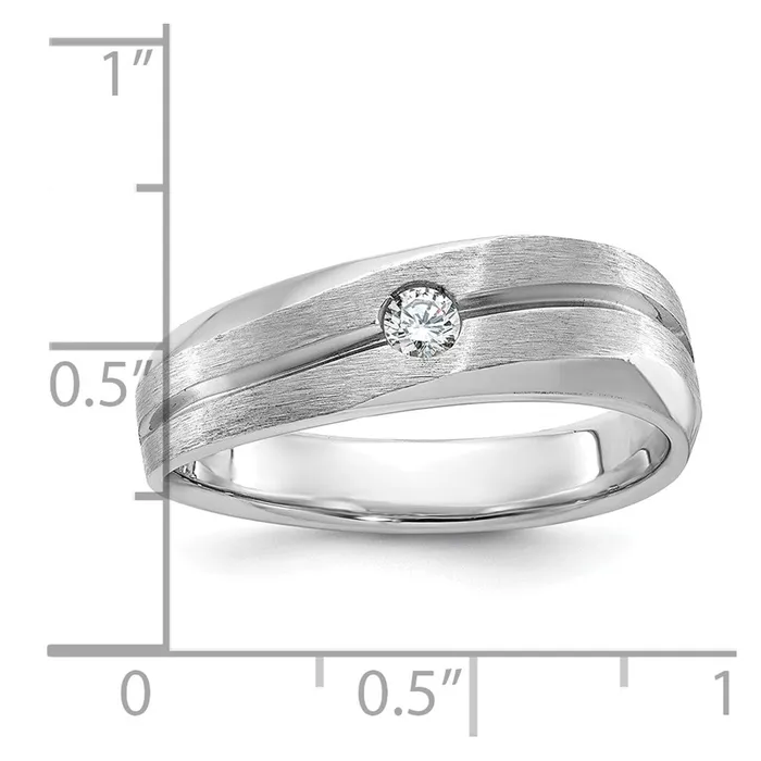 14k White Gold Mens Polished and Satin Diamond Ring Mounting Goldia Rings