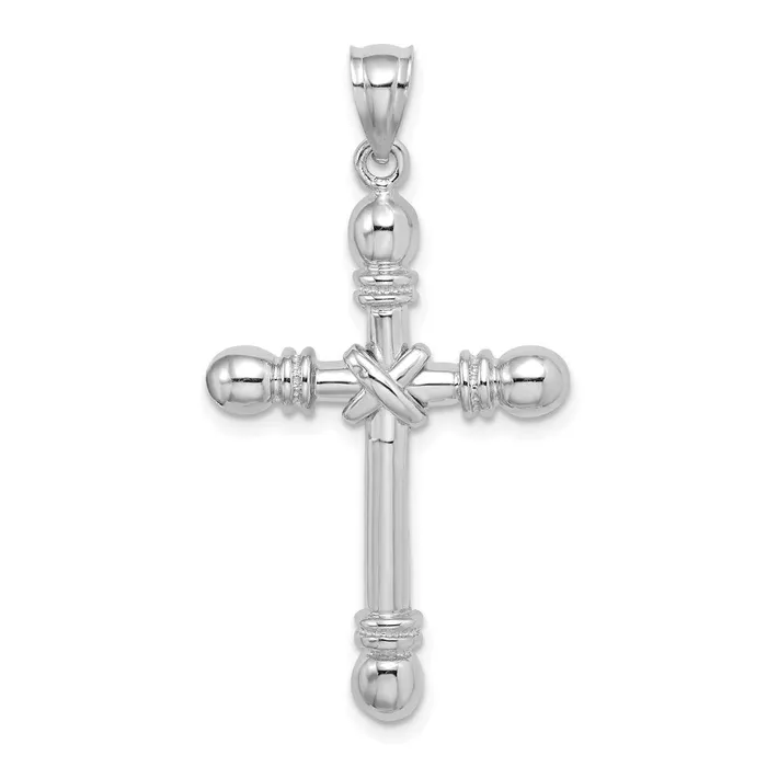 14k White Gold Polished Cylinder Cross Charm Goldia Charm Necklaces
