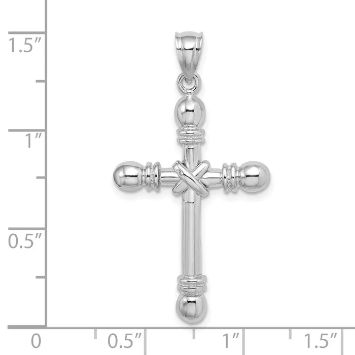 14k White Gold Polished Cylinder Cross Charm Goldia Charm Necklaces