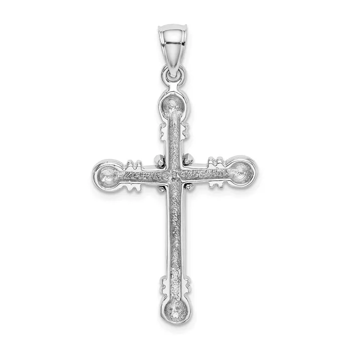 14k White Gold Polished Cylinder Cross Charm Goldia Charm Necklaces