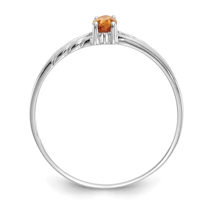 14K White Gold Polished Geniune Citrine Birthstone Ring Goldia Rings
