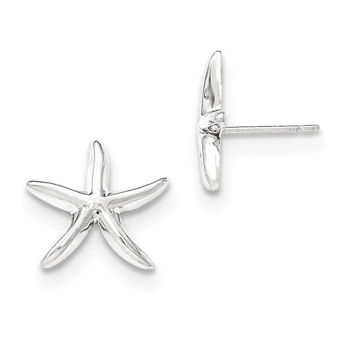 14k White Gold Polished Starfish Post Earrings Goldia Earrings