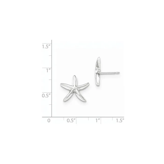 14k White Gold Polished Starfish Post Earrings Goldia Earrings