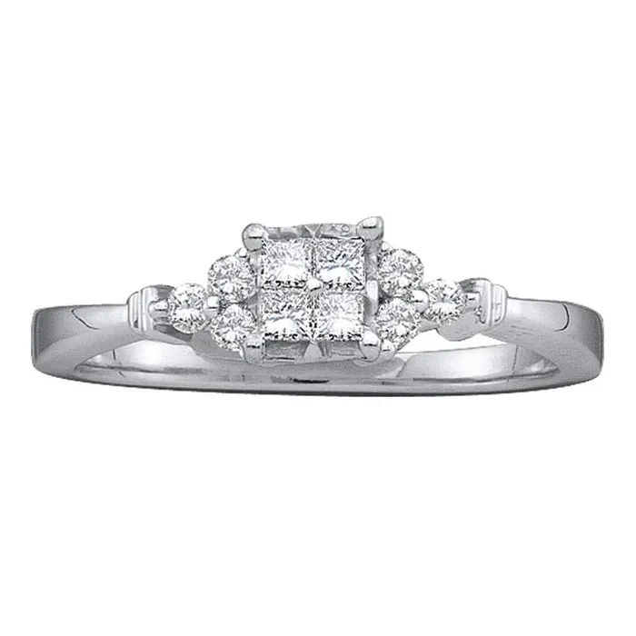 14k White Gold Princess Diamond Cluster Bridal Engagement Ring 14 Cttw gndatlanta Rings 14k White Gold Princess Diamond Cluster Bridal Engagement Ring 14 Cttw gndatlanta Rings
