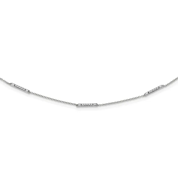 14k White Gold Real Diamond 5Station Necklace Goldia Necklaces