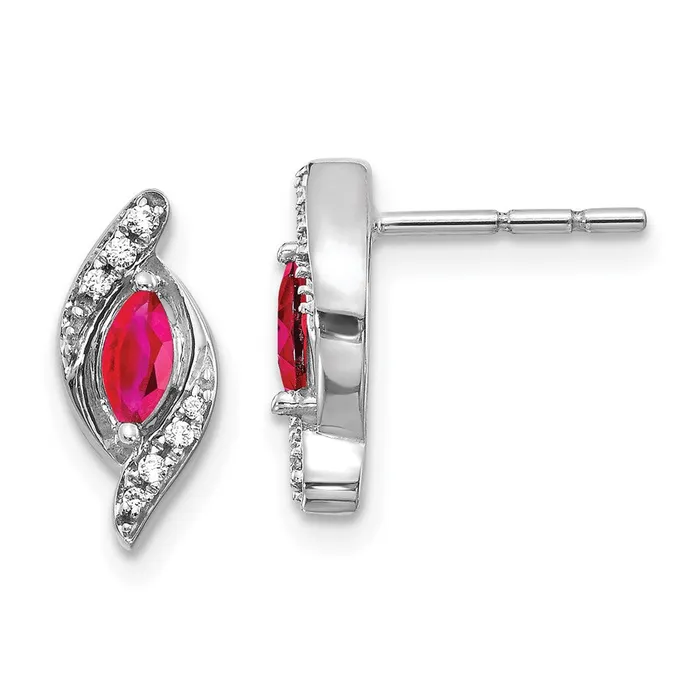 14k White Gold Real Diamond and Ruby Earrings Goldia Earrings