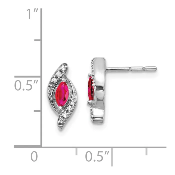 14k White Gold Real Diamond and Ruby Earrings Goldia Earrings