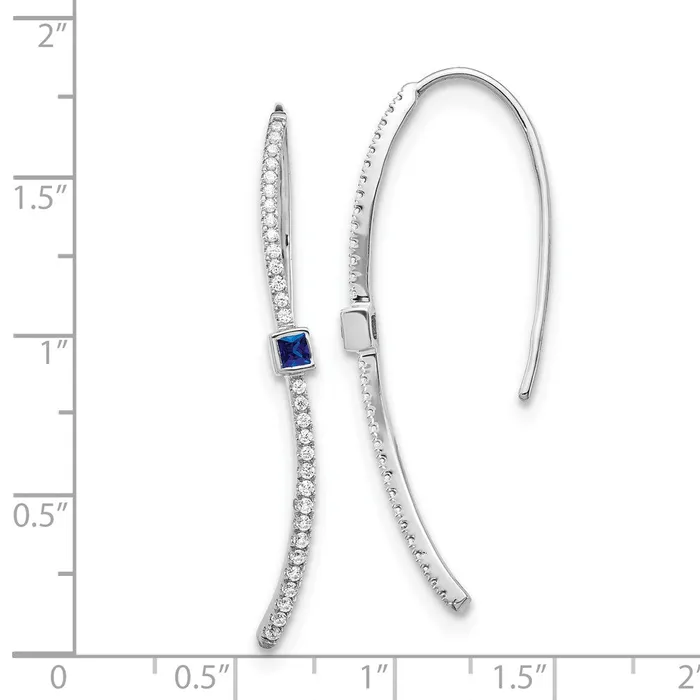 14k White Gold Real Diamond and Sapphire Earrings Goldia Earrings