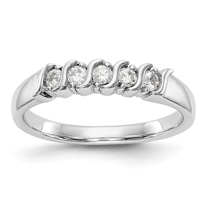 14K White Gold Real Diamond Band goldiaca Rings
