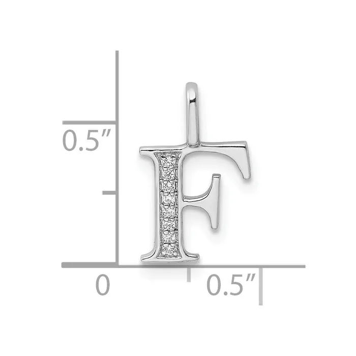 14K White Gold Real Diamond Letter F Initial Pendant Goldia Necklaces