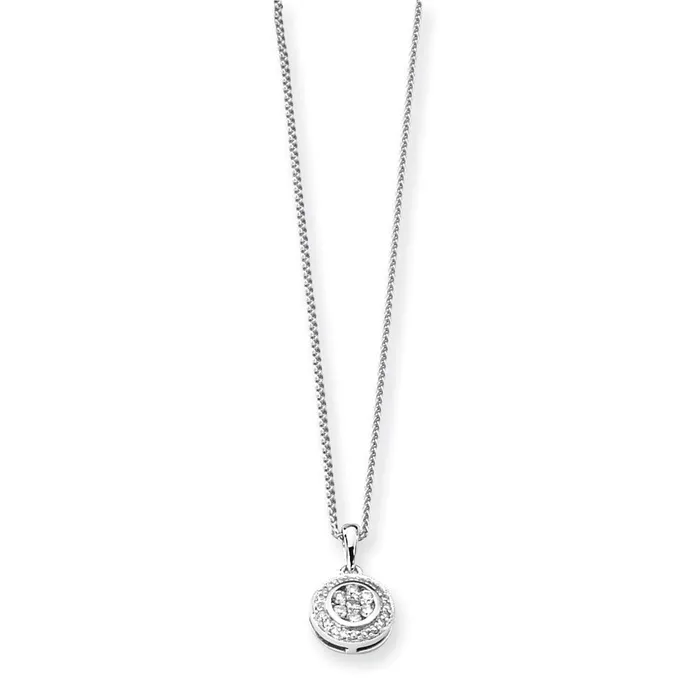 14K White Gold Real Diamond Pendant w18 chain Goldia Necklaces