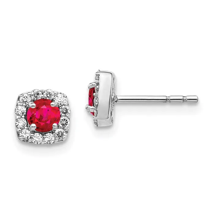 14k White Gold Real Diamond u0026 Ruby Earrings Goldia Earrings