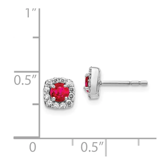 14k White Gold Real Diamond u0026 Ruby Earrings Goldia Earrings