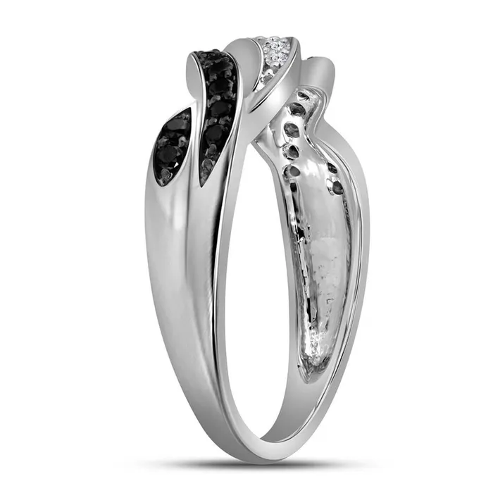 14k White Gold Round Black Diamond Infinity Weave Band 14 Cttw gndatlanta Rings 14k White Gold Round Black Diamond Infinity Weave Band 14 Cttw gndatlanta Rings