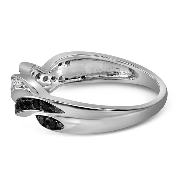 14k White Gold Round Black Diamond Infinity Weave Band 14 Cttw gndatlanta Rings