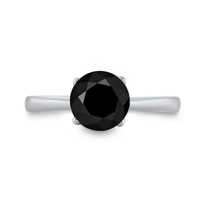 14k White Gold Round Black Diamond Solitaire Bridal Ring 2 Cttw gndatlanta Rings 14k White Gold Round Black Diamond Solitaire Bridal Ring 2 Cttw gndatlanta Rings