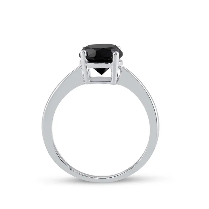 14k White Gold Round Black Diamond Solitaire Bridal Ring 2 Cttw gndatlanta Rings