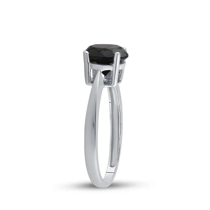 14k White Gold Round Black Diamond Solitaire Bridal Ring 2 Cttw gndatlanta Rings
