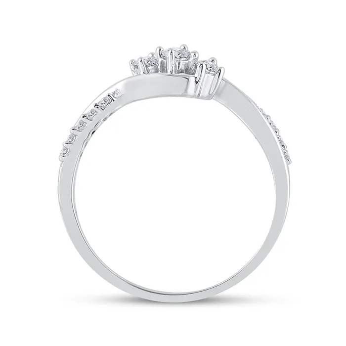 14k White Gold Round Diamond 3stone Promise Ring 15 Cttw gndatlanta Rings