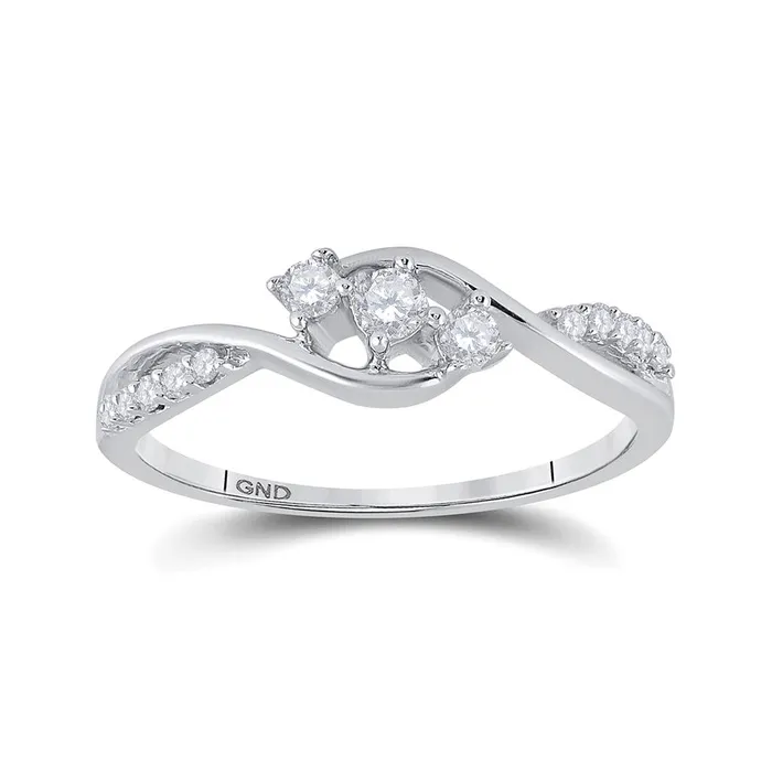 14k White Gold Round Diamond 3stone Promise Ring 15 Cttw gndatlanta Rings