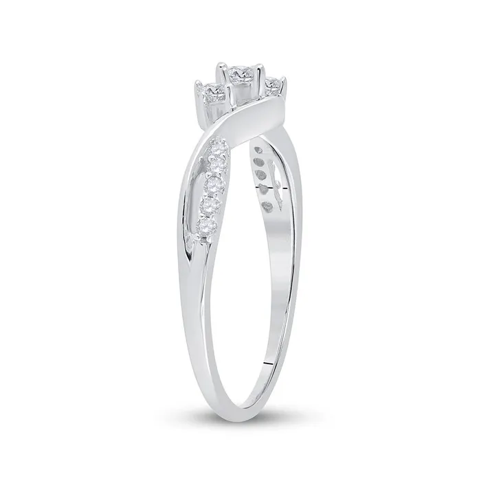 14k White Gold Round Diamond 3stone Promise Ring 15 Cttw gndatlanta Rings