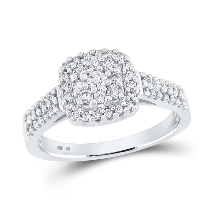 14k White Gold Round Diamond Cluster Bridal Engagement Ring 12 Cttw gndatlanta Rings 14k White Gold Round Diamond Cluster Bridal Engagement Ring 12 Cttw gndatlanta Rings