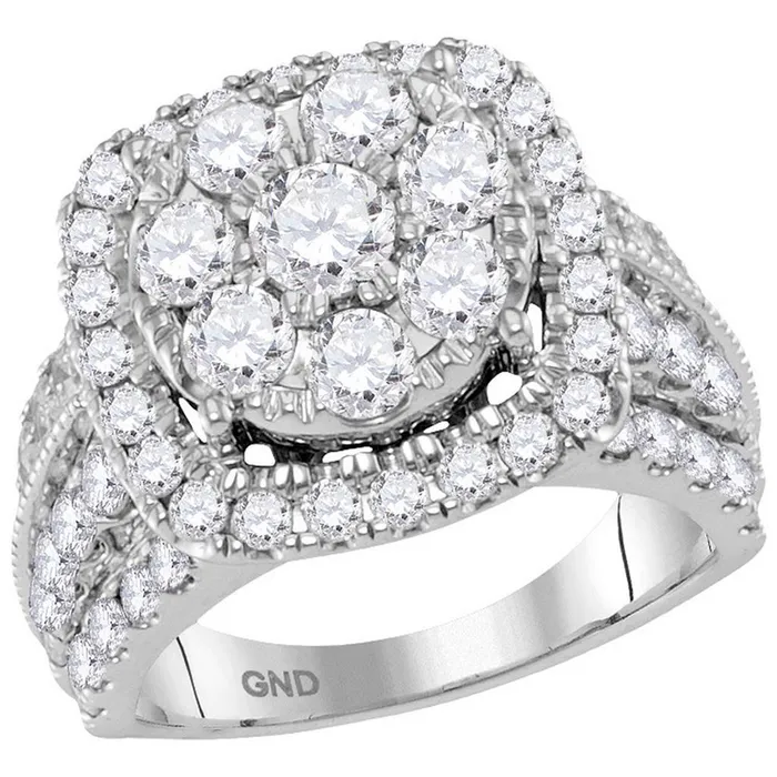 14k White Gold Round Diamond Cluster Bridal Engagement Ring 312 Cttw gndatlanta Rings 14k White Gold Round Diamond Cluster Bridal Engagement Ring 312 Cttw gndatlanta Rings