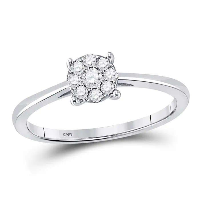 14k White Gold Round Diamond Cluster Ring 18 Cttw gndatlanta Rings
