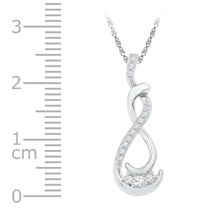 14k White Gold Round Diamond Cradled 3Stone Infinity Pendant 15 Cttw gndatlanta Necklaces