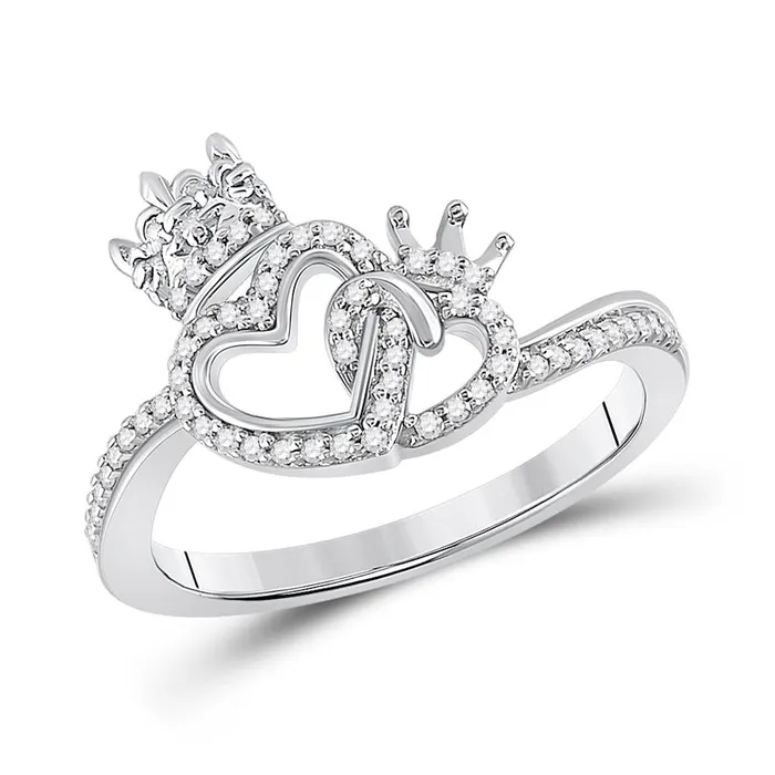 14k White Gold Round Diamond King Queen Heart Ring 16 Cttw gndatlanta Rings 14k White Gold Round Diamond King Queen Heart Ring 16 Cttw gndatlanta Rings