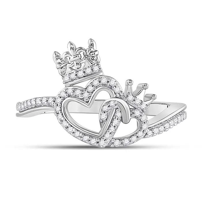 14k White Gold Round Diamond King Queen Heart Ring 16 Cttw gndatlanta Rings
