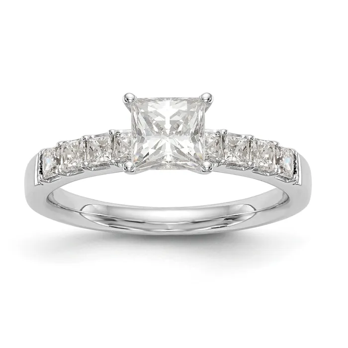 14K White Gold Simulated Diamond Engagement Ring Goldiacom Rings