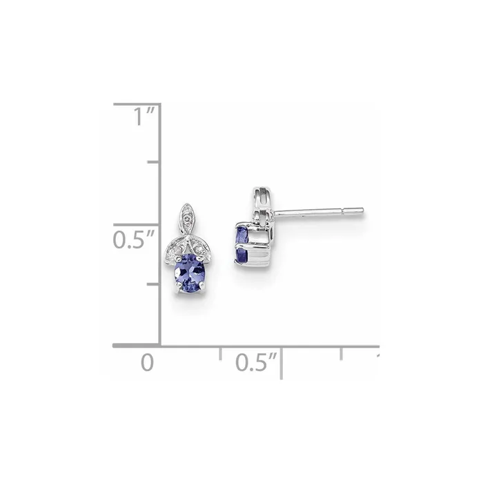 14k White Gold w Diamond Tanzanite Post Earrings Goldia Earrings