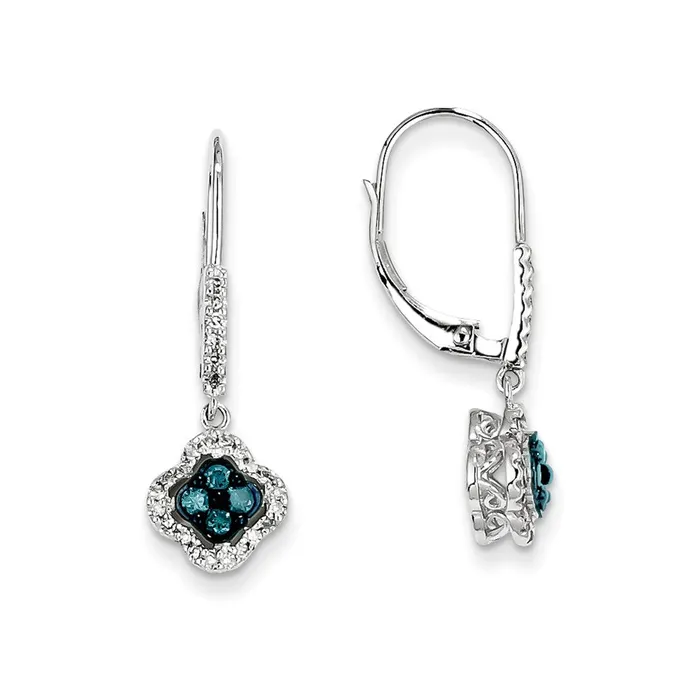 14k White Gold White u0026 Blue Diamond Dangle Leverback Earrings Goldia Earrings 14k White Gold White u0026 Blue Diamond Dangle Leverback Earrings Goldia Earrings