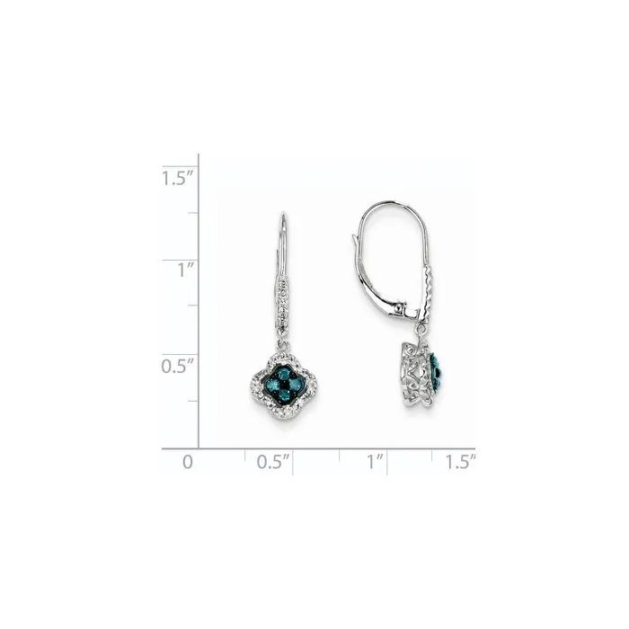 14k White Gold White u0026 Blue Diamond Dangle Leverback Earrings Goldia Earrings