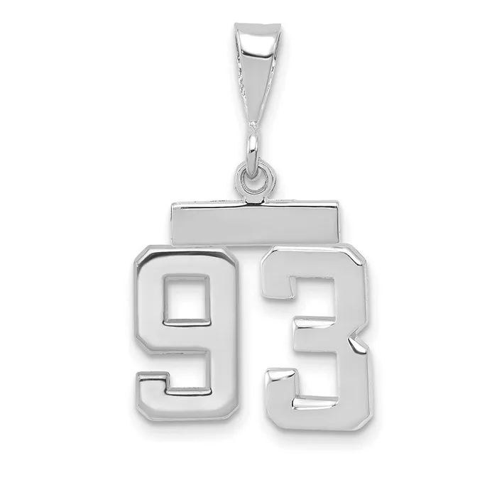14k White Goldw Small Polished Number 93 Charm Goldia Charm Necklaces