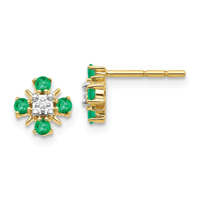 14k Yellow Gold 01 Ct Lab Grown Diamond VSSI G and Created Emerald Fashion Post Earrings Goldia Earrings 14k Yellow Gold 01 Ct Lab Grown Diamond VSSI G and Created Emerald Fashion Post Earrings Goldia Earrings
