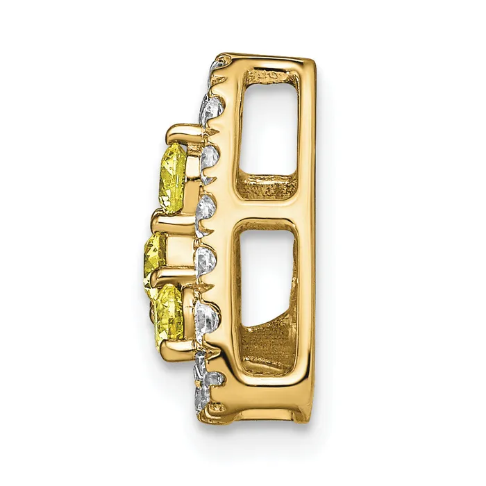 14k Yellow Gold 12 Ct Lab Grown Diamond VSSI G and Lab Created Sapphire Triangle Chain Slide Pendant Goldia Necklaces