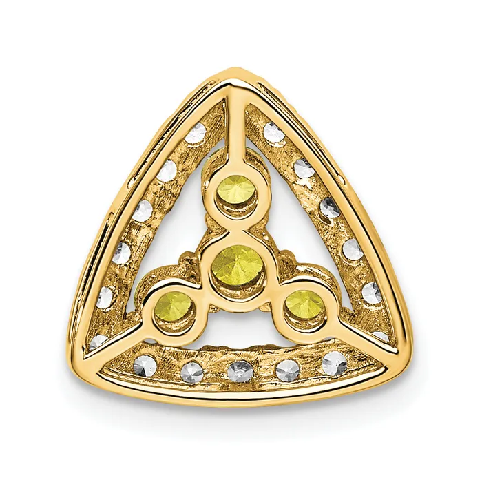 14k Yellow Gold 12 Ct Lab Grown Diamond VSSI G and Lab Created Sapphire Triangle Chain Slide Pendant Goldia Necklaces