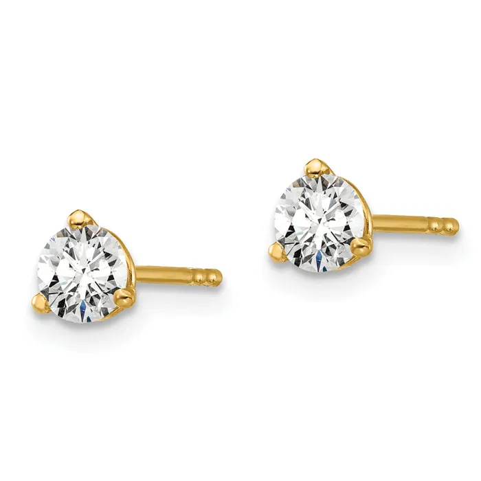 14k Yellow Gold 12 ctw Certified Lab Grown Diamond VSSI G Round 3 Prong Heavy Wt Stud Earrings Goldia Earrings